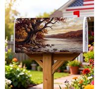Coperture magnetiche per cassette postali per alberi, autunnali rocce di fiume naturali autunnali, decorazioni arancioni per cassette postali per esterni, decorazione da giardino, 53 x 64 cm