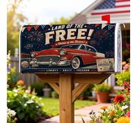Coperture magnetiche per cassette postali per auto classiche, striscioni patriottici vintage con fuochi d'artificio per il giorno dell'indipendenza copertura per cassetta postale rossa per esterni