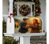 Coperture magnetiche per cassette postali per bambini, regali invernali nostalgici invernali neve toni caldi stagionali copertura per cassetta postale decorazione per porta d'ingresso, 53 x 64 cm