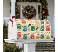 Coperture magnetiche per cassette postali per barattoli, decorazioni natalizie per cassetta delle lettere verde con stelle e bastoncini di zucchero, per giardino, patio, 45 x 53 cm