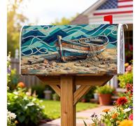 Coperture magnetiche per cassette postali per barche, conchiglie rustiche nautiche in corda estiva blu per le vacanze per decorazioni per casa e giardino, 53 x 64 cm