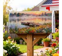 Coperture magnetiche per cassette postali per barche, paesaggi impressionisti fiori estivi arancioni per la decorazione del portico anteriore, 45,7 x 53,7 cm