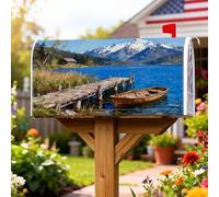 Coperture magnetiche per cassette postali per barche, paesaggio rustico, montagne del lago, estive, blu, per decorazioni esterne, 53 x 64 cm