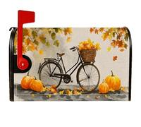 Coperture magnetiche per cassette postali per bici, copertura per cassetta delle lettere autunnale rustica con zucca, foglie autunnali arancioni, per decorazione esterna da cortile, 45,7 x 53,7 cm