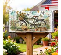 Coperture magnetiche per cassette postali per bici, rustiche fattoria girasoli attrezzi da giardino estate verde vacanza copertura per cassetta postale per la decorazione della porta d'ingresso 53 x