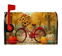 Coperture magnetiche per cassette postali per bici, rustiche fattoria girasoli zucche autunnali rosse per la decorazione del prato 45,7 x 53,7 cm