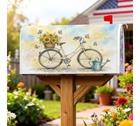 Coperture magnetiche per cassette postali per bici, rustiche vintage, girasoli, farfalle, primavera, giallo, decorazione per esterni, 45,7 x 53,7 cm