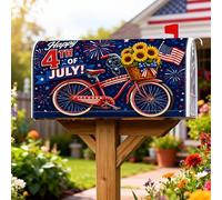 Coperture magnetiche per cassette postali per bicicletta, decorazioni natalizie per cassetta postale rossa con girasoli patriottici, fuochi d'artificio per il giorno dell'indipendenza, decorazione per