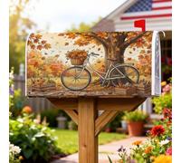Coperture magnetiche per cassette postali per biciclette, copertura per cassetta delle lettere rustiche e affascinanti con foglie raccolte autunnali arancioni per decorazione del prato 45,7 x 53,3