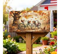 Coperture magnetiche per cassette postali per biciclette, rustiche e affascinanti scoiattoli, foglie autunnali, copertura decorativa per cassetta postale arancione per decorazione del prato, 45,7 x