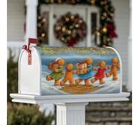 Coperture magnetiche per cassette postali per biscotti di pan di zenzero, scatole regalo natalizie fantasiose con neve, copertura decorativa per cassette postali per decorazioni per esterni, 53 x 64