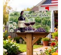 Coperture magnetiche per cassette postali per bottiglie di vino, rustiche per calici da vino, uva, estate, verde, decorazione per cortile, 45,7 x 53,3 cm