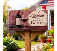 Coperture magnetiche per cassette postali per bottiglie di vino, rustiche vintage, per bicchieri di vino autunnali, bordeaux, per decorazioni esterne, 45,7 x 53,7 cm