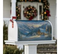 Coperture magnetiche per cassette postali per cabina, copertura decorativa per cassetta postale invernale rustica invernale con montagne invernali blu per decorazione cortile anteriore 45,7 x 53,3 cm