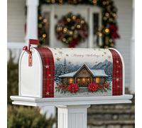 Coperture magnetiche per cassette postali per cabine, decorazione natalizia natalizia invernale rustica sempreverde, per giardino, patio, 45,7 x 53,7 cm