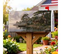 Coperture magnetiche per cassette postali per cabine, rustiche e naturali, con alberi di barca, colore verde estivo, per decorare il cortile anteriore, 45,7 x 53,3 cm