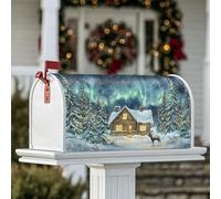 Coperture magnetiche per cassette postali per cabine, rustiche invernali, renne, pini, copertura invernale per cassetta della posta, decorazione per giardino e patio, 53 x 64 cm