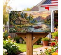 Coperture magnetiche per cassette postali per cabine, rustiche naturali montagne del fiume estive, protezione per la decorazione del cortile anteriore 53 x 65 cm