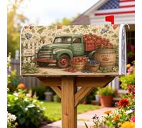Coperture magnetiche per cassette postali per camion, rustiche fattoria fragole mirtilli estate verde copertura per cassetta postale per decorazione portico anteriore 53 x 65,5 cm