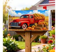 Coperture magnetiche per cassette postali per camion, rustiche fattoria girasoli zucche autunnali rosse coperture per cassette postali per esterni per decorazione prato 53 x 65,5 cm