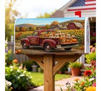 Coperture magnetiche per cassette postali per camion, rustiche fattoria girasoli zucche autunno rosso copertura per cassetta delle lettere per decorazione giardino esterno 53 x 65,5 cm