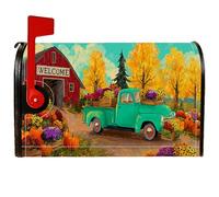 Coperture magnetiche per cassette postali per camion, rustiche fattoria, granaio, zucche, autunnali, arancioni, decorazione per la decorazione del prato, 53 x 64 cm