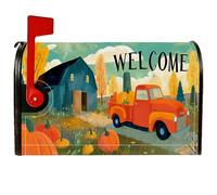 Coperture magnetiche per cassette postali per camion, rustiche fattoria zucca fienile autunno arancione protezione per cassetta postale per esterni giardino cortile decorazione 53 x 65,5 cm