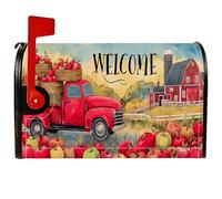 Coperture magnetiche per cassette postali per camion, rustiche mele fienile autunnale rosso stagionale copertura per la decorazione esterna del cortile 53 x 64 cm