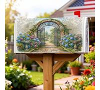 Coperture magnetiche per cassette postali per cancelli, da giardino, rustiche, ortensie, percorsi primaverili, per decorazioni esterne da cortile, 53 x 64 cm