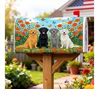 Coperture magnetiche per cassette postali per cani, con papaveri fantasiosi primaverili e farfalle, copertura per cassetta delle lettere per decorazione del cortile anteriore 53 x 64 cm