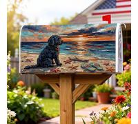 Coperture magnetiche per cassette postali per cani, copertura per cassetta delle lettere blu costiera rustica spiaggia tramonto estate blu per decorazione cortile 45,7 x 53,3 cm