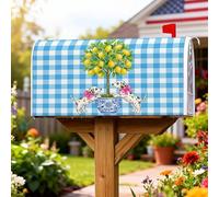 Coperture magnetiche per cassette postali per cani, copertura per cassetta postale rustica con albero di limone, blu e bianco, per decorare la casa e il giardino, 45,7 x 53,7 cm