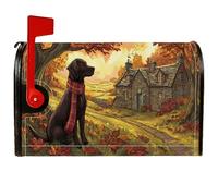 Coperture magnetiche per cassette postali per cani, decorazione rustica autunnale con foglie autunnali, colore marrone, decorazione per porta d'ingresso, 45 x 53 cm