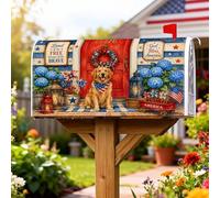 Coperture magnetiche per cassette postali per cani, decorazione rustica patriottica per la lanterna del giorno dell'indipendenza rossa stagionale per la decorazione da giardino all'aperto 53 x 64 cm