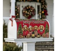 Coperture magnetiche per cassette postali per cani, fantasiosi regali natalizi per albero di Natale rosso per la decorazione del portico anteriore, 53 x 64 cm