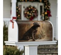 Coperture magnetiche per cassette postali per cani, stile rustico con albero di fattoria, sfondo in legno, colore marrone, copertura per cassetta postale per decorazione portico anteriore, 45,7 x 53,7