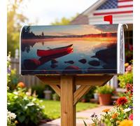Coperture magnetiche per cassette postali per canoa, con rocce naturali, per esterni, acqua, estate, rosso, decorazione per porta d'ingresso, 45,7 x 53,7 cm