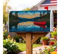 Coperture magnetiche per cassette postali per canoa, paesaggio naturale, lago, alberi, estate, blu, decorazione per giardino, 53 x 64 cm