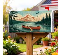 Coperture magnetiche per cassette postali per canoa, per esterni, rustiche, montagne, lago, estate, verde, decorazione per la casa e il giardino, 53 x 64 cm