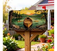 Coperture magnetiche per cassette postali per canoa, rustiche all'aperto, tramonto montagne, estate, verde, decorazione per portico, 45,7 x 53,3 cm