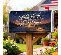 Coperture magnetiche per cassette postali per canoa, stile rustico, nostalgico, lanterna lago, estate, blu, decorazione per cortile, 45,7 x 53,3 cm