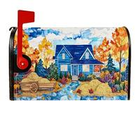 Coperture magnetiche per cassette postali per casa, rustiche alberi di fattoria, carri autunnali, copertura per cassetta postale blu per esterni decorazione da cortile 53 x 64 cm