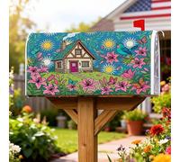 Coperture magnetiche per cassette postali per case, gigli fantasiosi primaverili con sole primaverile, coperture blu per cassette postali per esterni, giardino, cortile, decorazione 53 x 64 cm