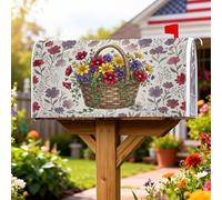 Coperture magnetiche per cassette postali per cestini, rustiche vintage fiori foglie primavera multicolore protezione per la decorazione del portico anteriore 53 x 64 cm