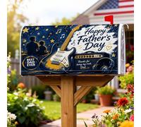 Coperture magnetiche per cassette postali per chitarra, per celebrare le cuffie nostalgiche con note musicali per la festa del papà, blu navy, per la decorazione del prato, 53 x 64 cm