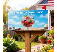 Coperture magnetiche per cassette postali per cocktail, decorazioni estive per cassetta postale blu con anguria vibrante e mirtillo, decorazioni per la casa e il giardino, 45,7 x 53,3 cm
