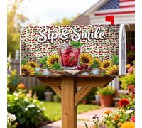 Coperture magnetiche per cassette postali per cocktail, estate rustica girasole ciliegie estive rosse per le vacanze per esterni, giardino, cortile, decorazione 45,7 x 53,7 cm