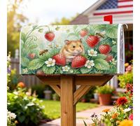 Coperture magnetiche per cassette postali per criceti, fantasiose fragole e fiori primaverili verdi per le vacanze, decorazione da giardino e cortile, 45,7 x 53,7 cm