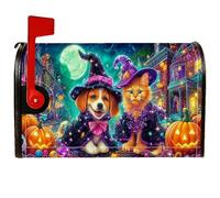 Coperture magnetiche per cassette postali per cuccioli, decorazioni arancioni per cassetta delle lettere di Halloween, gattino e zucca, per giardino, patio, 53 x 65,5 cm