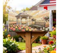 Coperture magnetiche per cassette postali per gazebo, panchina da giardino primaverile con tulipani, color pastello, protezione per la posta per decorazioni esterne, 53 x 64 cm